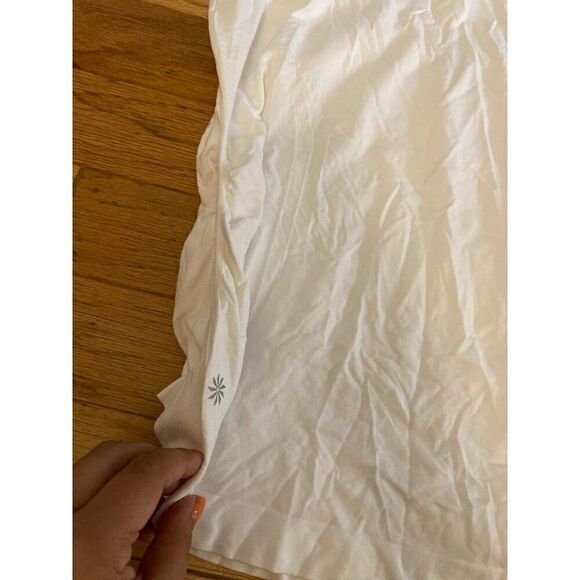 Athleta women's white ruched side long sleeve thumb hole breathable top sz large - Picture 4 of 5